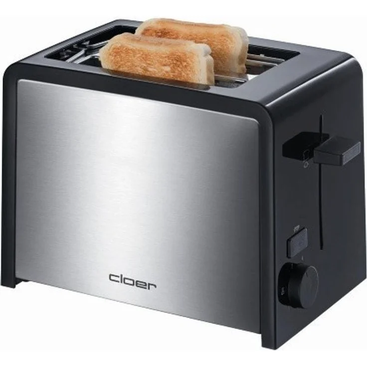Cloer 3210 Toaster - 825 W - für 2 Toastscheiben - integrierter Brötchenaufsatz - Nachhebevorrichtung - Krümelschublade - wärmeisoliert - Edelstahl – Bild 2