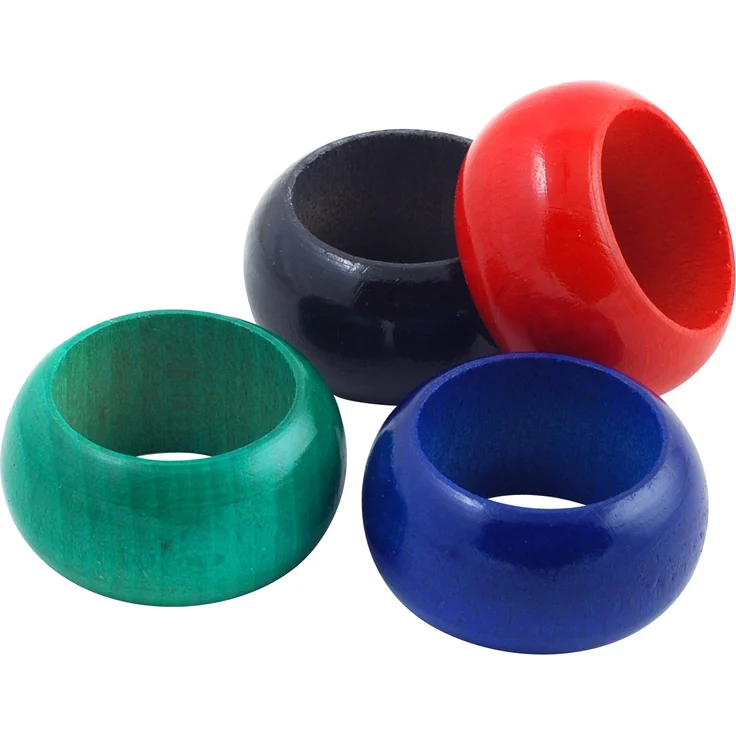 Metaltex 736612 - Serviettenringe, 4 Stück, aus Holz, farblich Sortiert