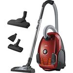 AEG VX6-2-CR-A Staubsauger mit Beutel (Ideal für Haustierbesitzer, inkl. Zusatzdüsen, für Hart- und Teppichböden, 800 Watt, 9 m Aktionsradius, ergonomischer Handgriff, neue technische Version, rot)