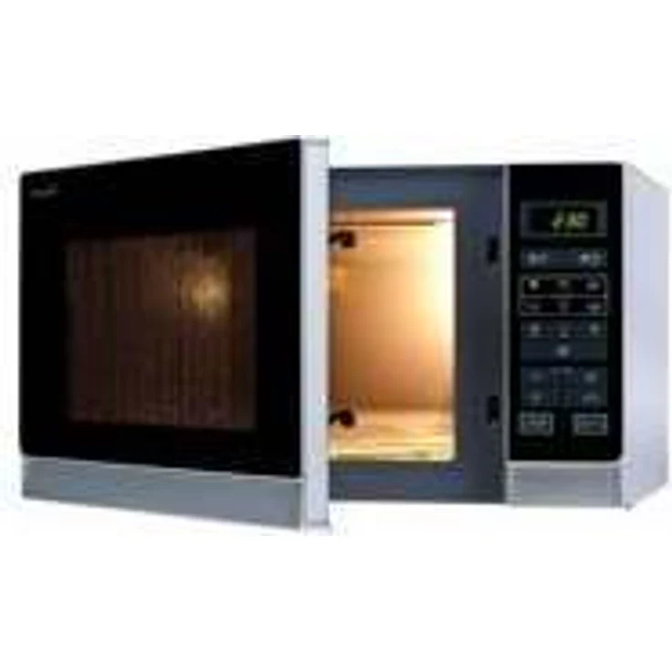 Sharp R342WW Mikrowelle, Standgerät, 25 Liter Garraum, 900 Watt, LED-Display, 8 Automatikprogramme, Timer, Gewichtgesteuertes Auftauen, Kindersicherung, Energiesparmodus, Glasdrehteller 31,5 cm, Silber – Bild 1