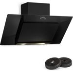 Klarstein Zola, Motorhaube, Kamin abgewinkelt, Breite: 90 cm, Tiefe: 34.5 cm, Abzug & Umluft, Schwarz