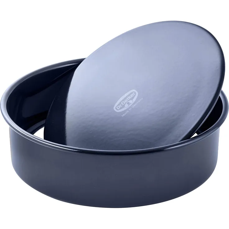 Dr. Oetker Hebeboden Ø 28 cm BACK-LIEBE EMAILLE, runde Backform mit schnitt- & kratzfester le-Versiegelung, Kuchenform für köstliche Torten (Farbe: Blau), Menge: 1 Stück
