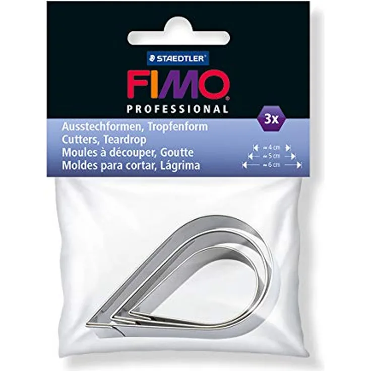 Staedtler 8724 07 PB - Fimo Professional Ausstechform Tropfenform, 3 Stück, Metall