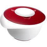 Westmark Rühr--Backschüssel mit Spritzschutz, Deckel und Ausgießer, Kunststoff, Füllvolumen: 2,5 Liter, Weiß-Rot, 3153227R