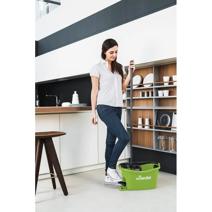 Vileda Turbo EasyWring & Clean Komplett Set, Wischmop und Eimer mit PowerSchleuder, grün – Bild 4
