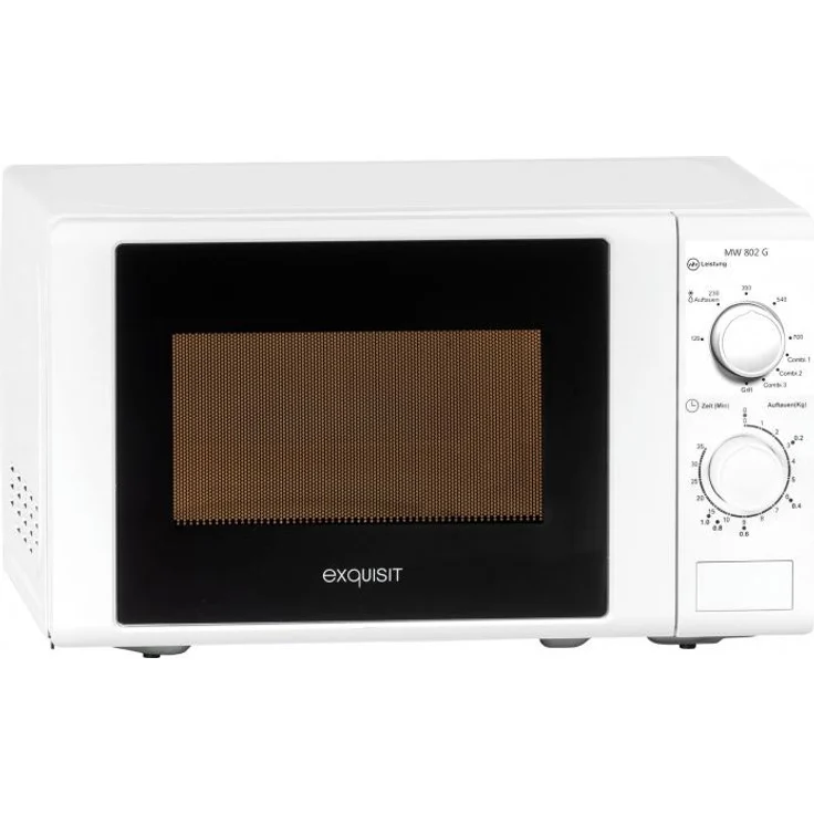 Exquisit MW 802 G Mikrowelle mit Grill, Standgerät, 700 Watt, 20 Liter Garraum, Timer, weiß – Bild 1