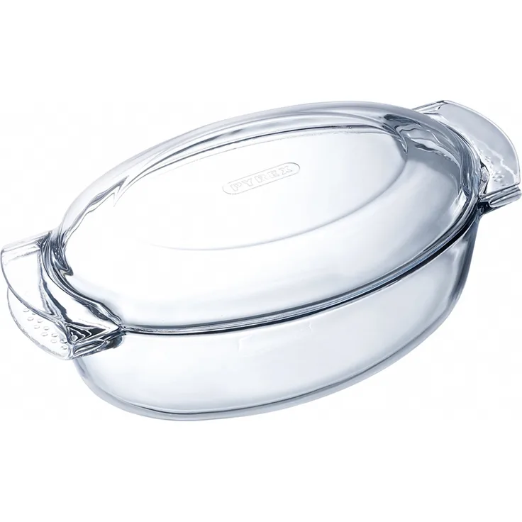 Pyrex VIDRIO 4937386 Schmortopf oval 3,0l mit Deckel Glas Classic, transparent, 33 x 20 x 10 cm, durchsichtig, 6.42 cm