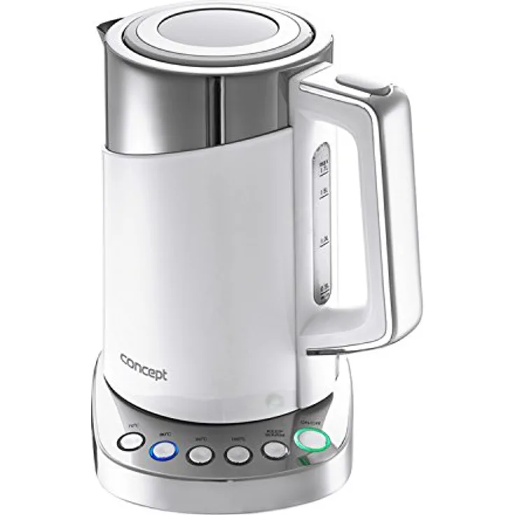 CONPT Hausgeräte RK 3170-3171 CONPT RK3170 Wasserkocher mit temperatureinstellung, COOL TOUCH, edelstahl, 1,7 L, Weiß, 2200 W, anti-kalk-filter, funktion KEEP WARM, Rostfreier Stahl, 1.7 liters