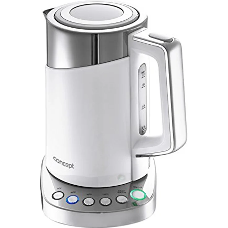 CONPT Hausgeräte RK 3170-3171 CONPT RK3170 Wasserkocher mit temperatureinstellung, COOL TOUCH, edelstahl, 1,7 L, Weiß, 2200 W, anti-kalk-filter, funktion KEEP WARM, Rostfreier Stahl, 1.7 liters – Bild 1