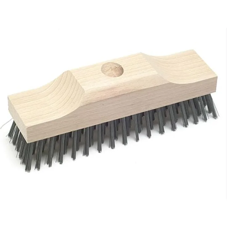 Lessmann 148101 Bürsten Schrubber 220 x 60 mm 6 x 16-17 rhg. Stahldraht STA glatt ca. 0,35 mm hoch 35 mm, Mehrfarbig
