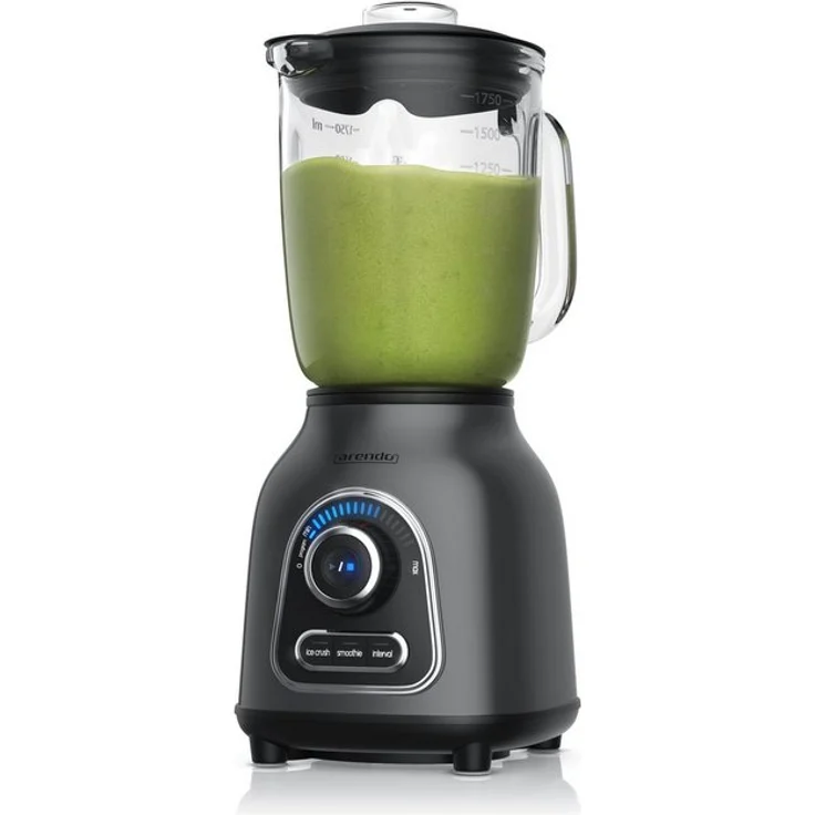 Arendo Edelstahl Power Standmixer, 1400W, 1,75 l Fassungsvermögen, Impulsfunktion, grau