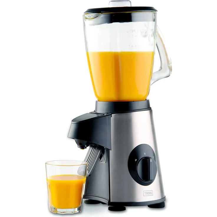 Trebs Standmixer aus rostfreiem Edelstahl 1,7 l, 500 Watt, mit Ausgießer und inkl. Rührstab, einfache Hinzugabe der Zutaten durch den Deckel