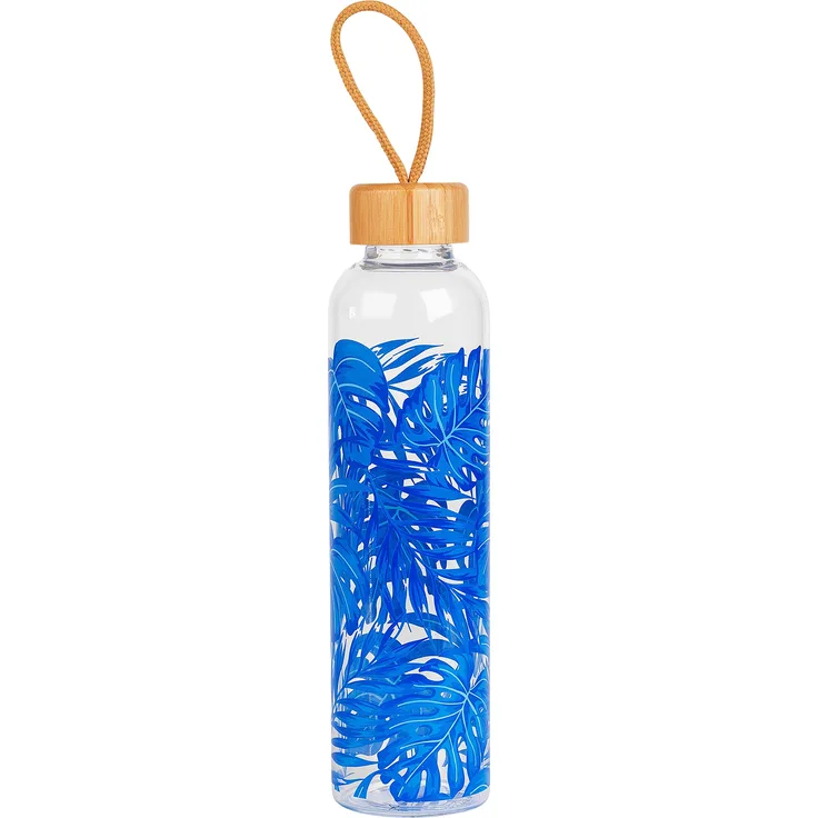 Cambridge CM06992 Rainforest-Wasserflasche aus Glas mit Deckel und Tragegriff, 750 ml, Farblos, Einheitsgröße