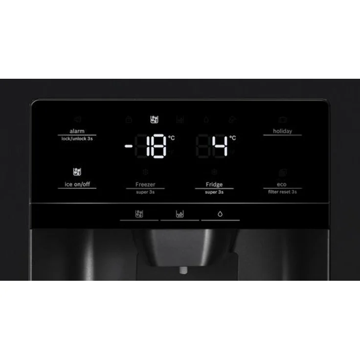 Bosch Serie 6 KAD93VBFP Side-by-Side-Kühlschrank, freistehend, schwarz, NoFrost, Schnellkühlen und -gefrieren, Wasser- und Eiswürfelspender, Festwasseranschluss, Breite 91 cm – Bild 4
