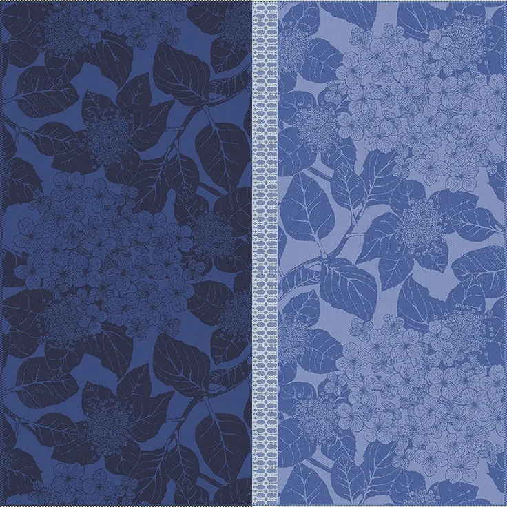 Garnier-Thiebaut Serviette Hortensias Bleu Coton Bio 55x55 cm Baumwolle
