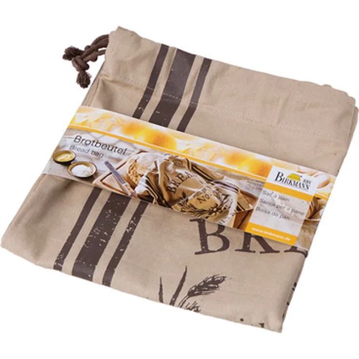 Birkmann RBV, 700536, Laib und Seele, Brotbeutel, reine Baumwolle, Öko-Tex Standard 100, beige-braun, 38 cm x 45 cm