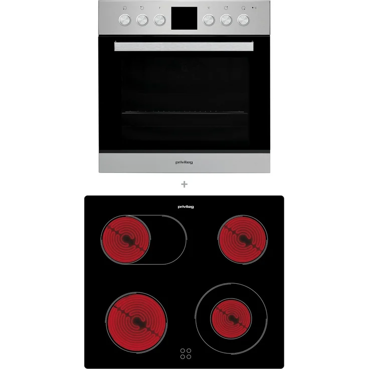 Privileg Set PV520 IN, Herd-Set, A, Volumen 65 l, 5 Funktionen, Hydrolyse, Glaskeramikkochfeld – Bild 1