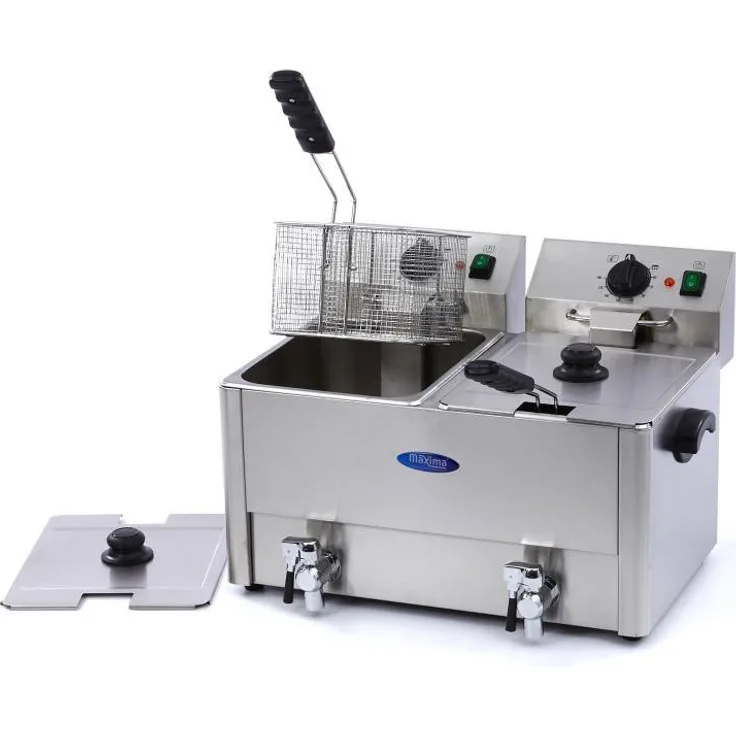Fritteuse 2 x 8L mit Wasserhahn