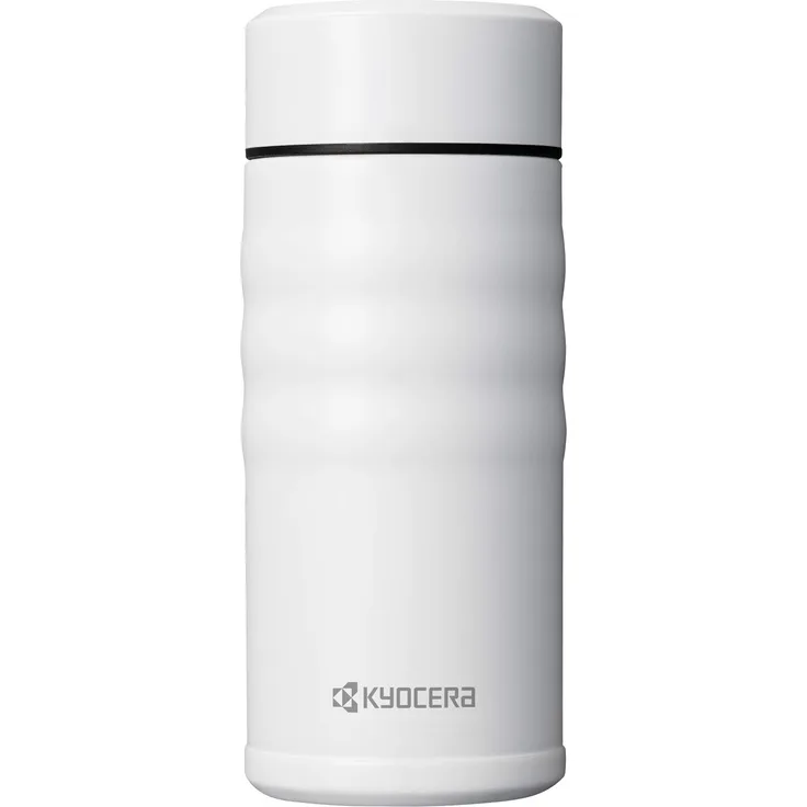 Kyocera TWIST TOP - isolierte Trinkflasche mit keramischer Innenbeschichtung | schadstoff-frei | auslaufsicher | leicht | stylisch | perlweiß, 350 ml
