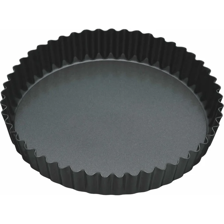 Kitchen Craft Antihaft-Tortenbodenform-Quicheform mit gewelltem Rand und losem Boden, Stahl, Schwarz, 23 x 23 x 3.7 cm – Bild 1