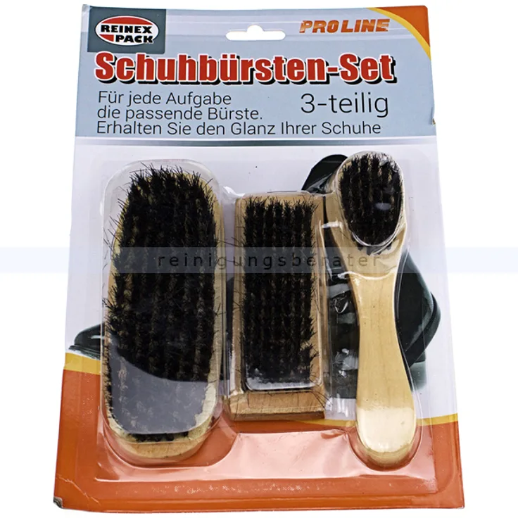 Schuhputzbürste Reinex Schuhputzbürsten 3er-Set für jede Aufgabe die passende Bürste