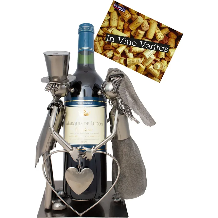 BRUBAKER Flaschenhalter HochzeitSpaßr Brautpaar - Flaschenständer für Wein au