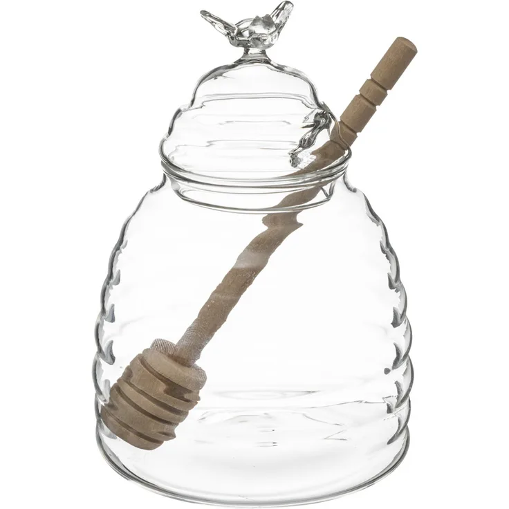 Secret de Gourmet Glas für die Aufbewahrung von Honig, großer Küchenbehälter, inkl. Speziallöffel, Höhe 14 cm