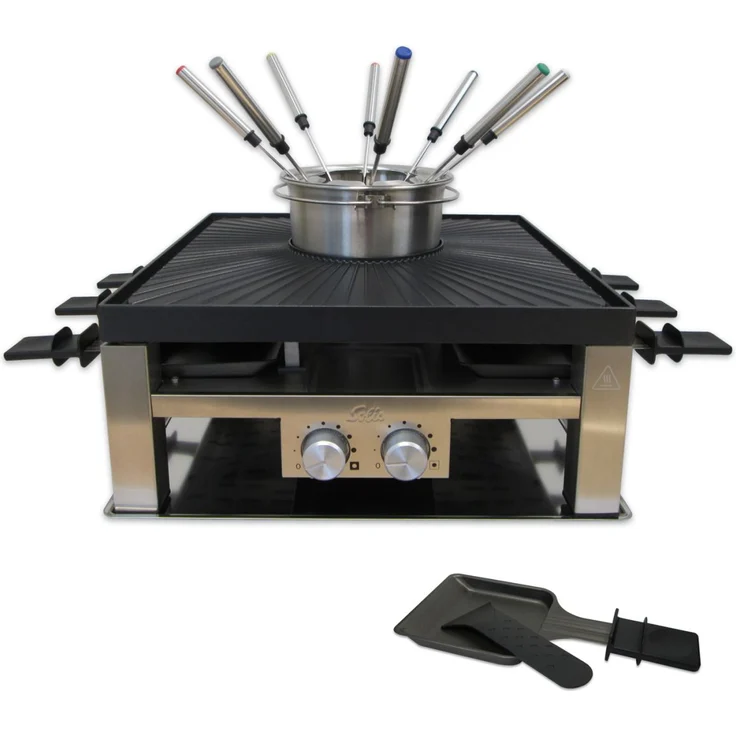 Solis Raclette, Tischgrill und-oder Fleischfondue, 8 Personen, Edelstahl, Combi-Grill 3 in 1 Typ 796  – Bild 9