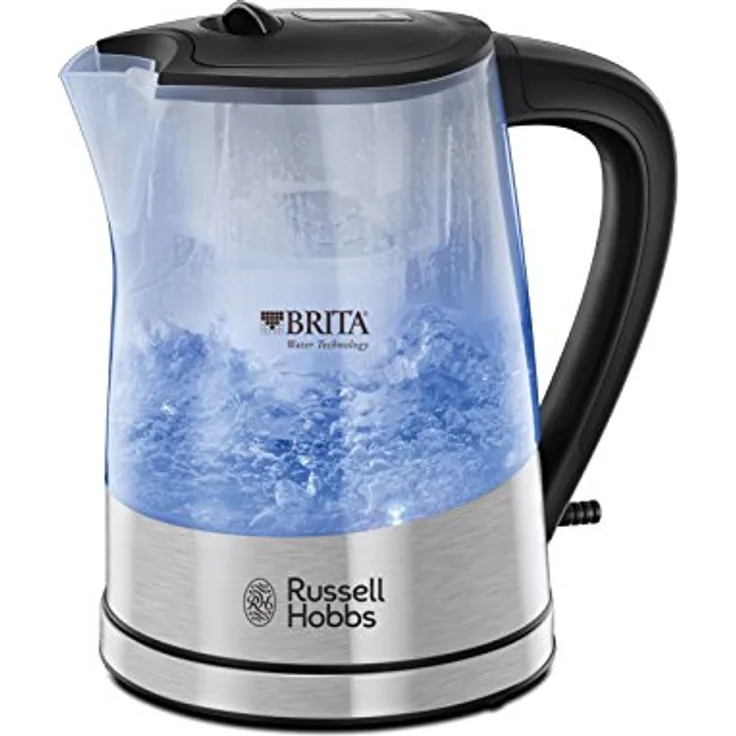 Russell Hobbs Wasserkocher, Purity, integrierter BRITA Wasserfilter, 1,0l + 0,5l Filtereinsatz, 2200W, LED Beleuchtung, inkl. Filterkartusche, Füllmengenmarkierung, Teekocher 22850-70