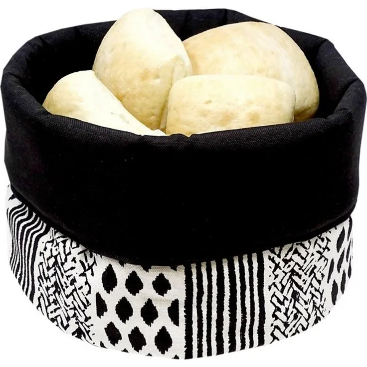 Lashuma Brotkorb Geometric, 100% Baumwolle, Brottasche rund, Aufbewahrungskorb Ø 22 cm