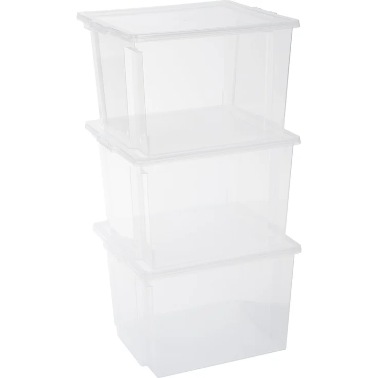 IRIS 130624, 3er-Set Aufbewahrungsboxen - Kisten mit Deckel - Stapelboxen 'Useful Storage Box', USB-M, Kunststoff, transparent, 40 L, 42 x 36 x 26,5 cm – Bild 1