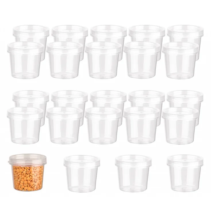 24x Aufbewahrungsdose 35 ml mit Deckel Lebensmittelecht Mini-Dose für Kräuter, Dips, Soße Plastik-Be