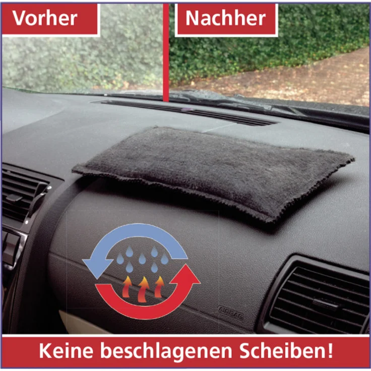 WENKO 77780100 Auto Luftentfeuchter, Luftentfeuchter, 3 Monate wirksam, Filz, 27 x 3,5 x 16 cm, grau – Bild 1