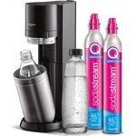 Sodastream Duo Titan Wassersprudler, neues Modell 2021, Quick Connect System, inkl. 2 Reservezylinder, 1 Glas- und 1-PET-Flasche, schwarz