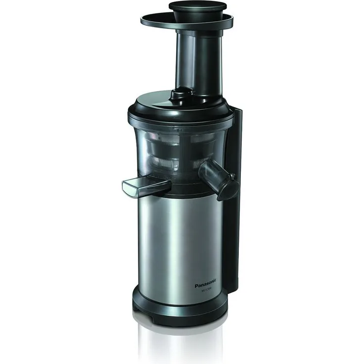 Panasonic MJ-L500-S Slow Juicer, Entsafter, 1,3 L Saftbehälter, 150W, schonendes Entsaften, Pressschnecke, silber