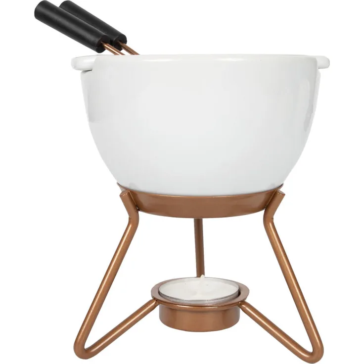 Boska Choco Fondue petit Marie, Schokoladenfondue, Fondue-Set, Fonduetopf, Keramik, Kunststoff, Edelstahl, Weiß, 250 ml, 320402
