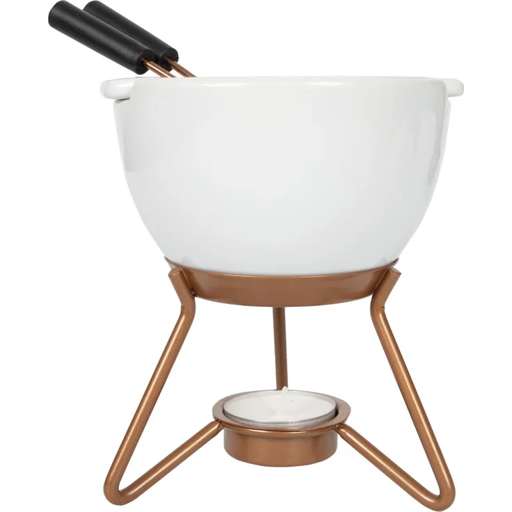 Boska Choco Fondue petit Marie, Schokoladenfondue, Fondue-Set, Fonduetopf, Keramik, Kunststoff, Edelstahl, Weiß, 250 ml, 320402 – Bild 1
