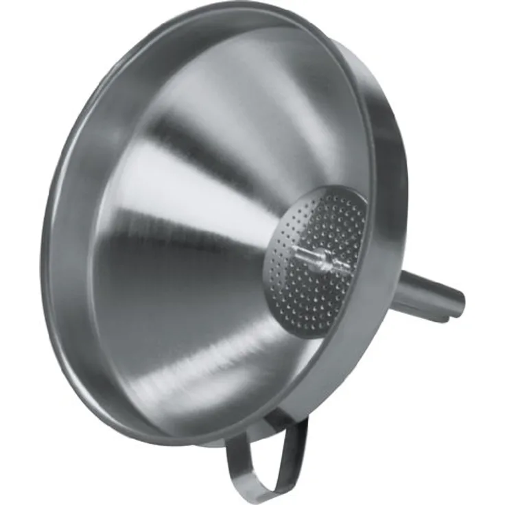 Fackelmann Trichter Ø 14 cm, Einfülltrichter für Flaschen und Gläser mit Siebeinsatz (Farbe: Silber), Menge: 1 Stück