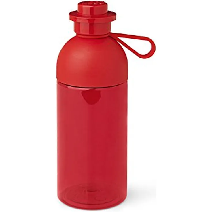 LEGO Trinkflasche, durchsichtige Trink--Sportflasche, 500 ml, zum Befüllen mit Eis, rot