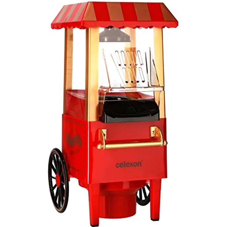 Celexon CinePop CP500 Popcorn-Maschine - 24x19x39,5cm - Gewicht:1,7kg - Rot-Retro-Kirmes-Design- ohne Öl-fettarm - Popcorn-Maker – Bild 4