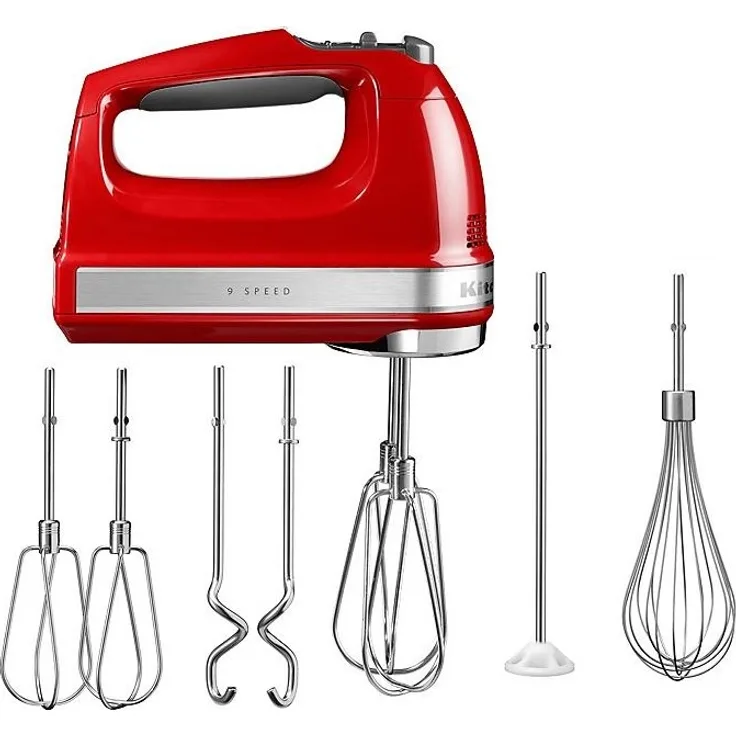 KitchenAid 5KHM9212EER Handmixer, 85 Watt Leistung, 9 Geschwindigkeitsstufen, LED-Anzeige, empire rot
