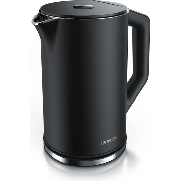 Arendo Edelstahl Wasserkocher ELEGANT, 2200W, 1,5 L, mit Temperatureinstellung, schwarz