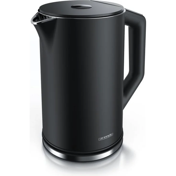 Arendo Edelstahl Wasserkocher ELEGANT, 2200W, 1,5 L, mit Temperatureinstellung, schwarz