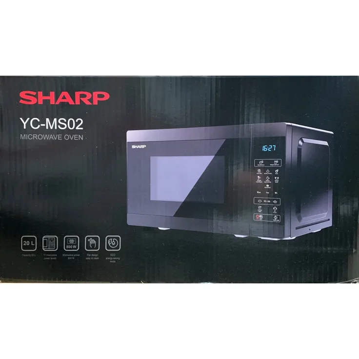 Sharp YC-MS02E-B Mikrowelle, Standgerät, 800 Watt, 20 Liter Garraum, schwarz