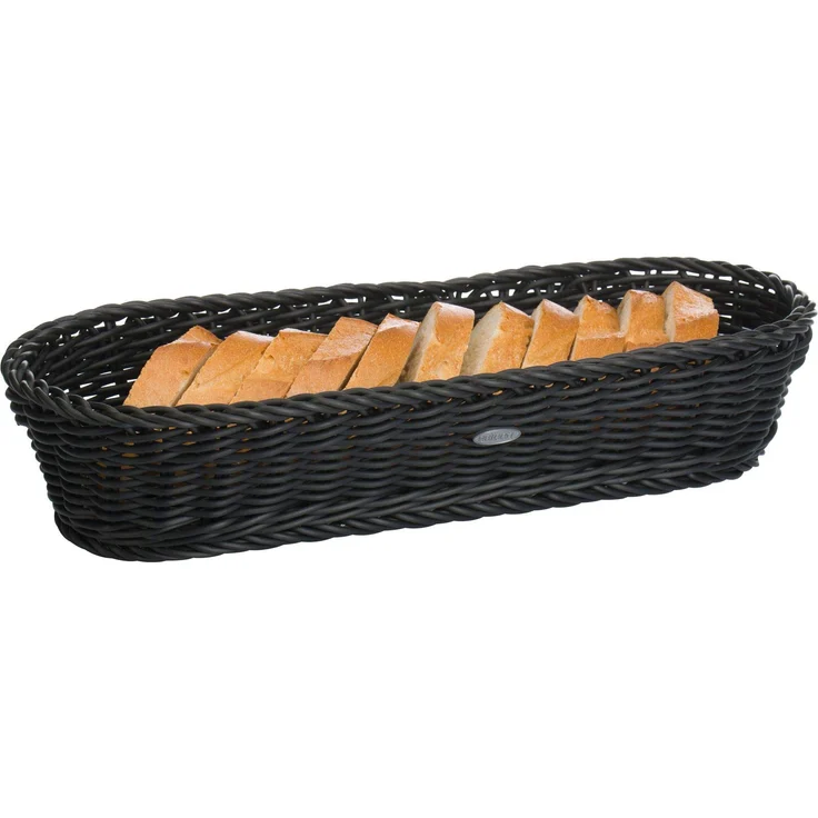 Saleen Mehrzweck--Baguettekorb, Gastrotauglich, Oval, 40 x 16 x 8 cm, Kunststofffaser, Schwarz, 02051719101