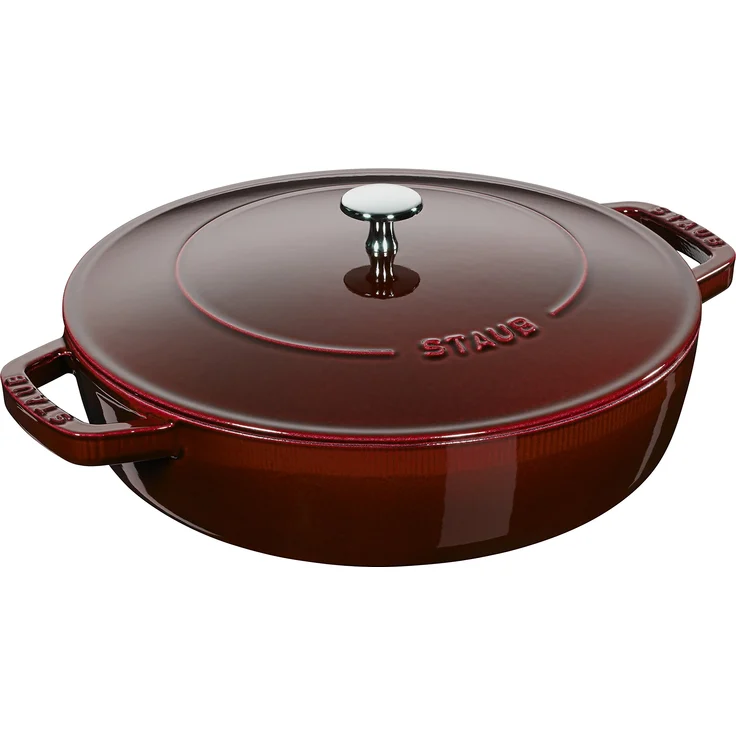 STAUB Bräter mit Chistera 28 cm, Gusseisen, induktionsgeeignet, Grenadine – Bild 1
