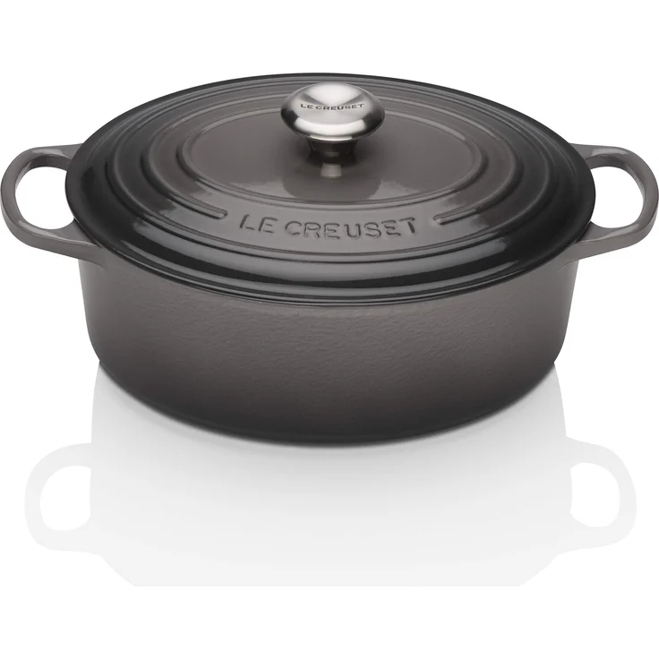 Le Creuset Signature Gusseisen-Bräter mit Deckel, Ø 29 cm, Oval, Für alle Herdarten und Induktion geeignet, Volumen: 4,7 l, Flint – Bild 1