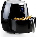 Domo Deli-Fryer Airfryer Heißluftfritteuse XXL Fritteuse 5,5 l DO513FR, Metall antihaftbeschichtet, Schwarz, Silber
