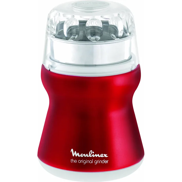 Moulinex AR1105 Kaffeemühle mit Edelstahlbehälter, Red Ruby-metallic-rot-weiß