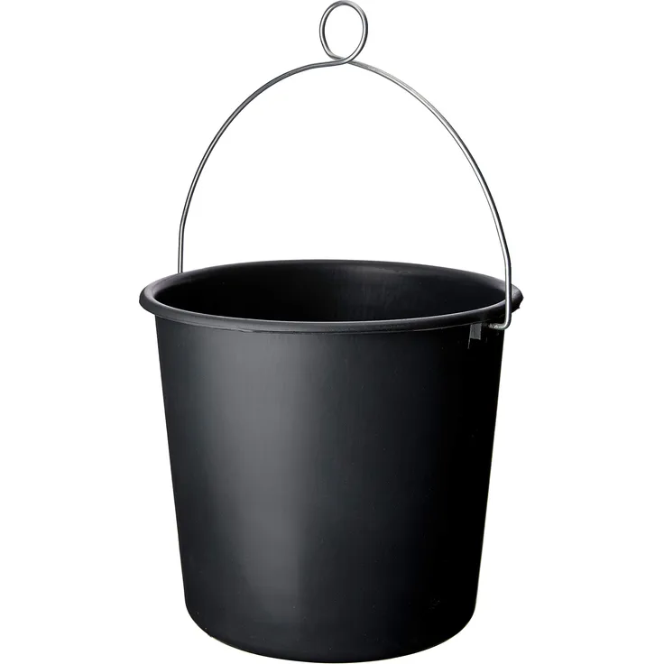 TEKO Kunststoff Konstruktion Eimer mit Ring Strap, schwarz, 30 x 28 x 26 cm